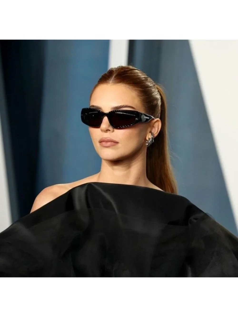 Balenciaga BB0157S 009 Sport Sunglasses Blue Geometric Frame, Blue Lenses - Picture 6 of 11